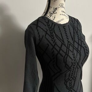 H&M Black Geometric Long Sleeve Dress